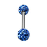 Smooth Glitzy Ball Barbell Double Ended with 4mm balls 1.6mm, 10mm, 4mm, Sapphire