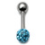 Smooth Glitzy Ball Barbell Single Ended with 4mm Balls 1.6mm, 14mm, 4mm, Light Blue - alternative image