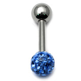 Smooth Glitzy Ball Barbell Single Ended with 4mm Balls 1.6mm, 14mm, 4mm, Sapphire