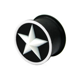 Silicone Star Plug 12mm, White Star - Hollow