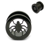 Black Steel Spider Screw Flesh Tunnel - SKU 18833