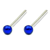 Silver Stud Boxes - Coloured Ball or Star Nose Studs ST-CB1:- Pair of blue coloured balls - 1 of each colour