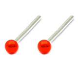 Silver Stud Boxes - Coloured Ball or Star Nose Studs ST-CB1:- Pair of red coloured balls - 1 of each colour