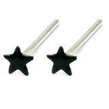 Silver Stud Boxes - Coloured Ball or Star Nose Studs ST-CS1:- Pair of black coloured stars - 1 of each colour