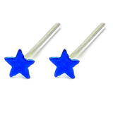 Silver Stud Boxes - Coloured Ball or Star Nose Studs ST-CS1:- Pair of blue coloured stars - 1 of each colour