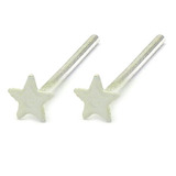 Silver Stud Boxes - Coloured Ball or Star Nose Studs ST-CS1:- Pair of white coloured stars - 1 of each colour