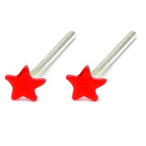Silver Stud Boxes - Coloured Ball or Star Nose Studs ST-CS1:- Pair of red coloured stars - 1 of each colour