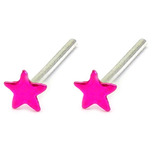 Silver Stud Boxes - Coloured Ball or Star Nose Studs ST-CS1:- Pair of pink coloured stars - 1 of each colour