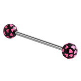 Acrylic Multi-Heart Barbell 1.6mm (NEW) 12mm / 5mm / Black (one bar only)