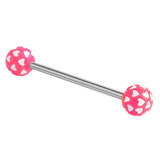 Acrylic Multi-Heart Barbell 1.6mm (NEW) 14mm / 6mm / Pink (one bar only)