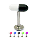 Acrylic Pill Labrets 1.2mm 1.2mm x 6mm / Black