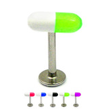 Acrylic Pill Labrets 1.2mm 1.2mm x 8mm / Green