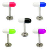 Acrylic Pill Labrets 1.2mm 1.2mm x 12mm / Mixed pack of 5 as shown