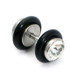 Steel Jewelled Fake Plug 1.2x4.5mm shaft. / 4mm disks (Small) / Crystal Clear