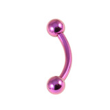 Titanium Curved Bar 1.6mm with 4-4 balls 12 / Purple