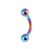 Titanium Curved Bar 1.6mm with 4-4 balls 12 / Rainbow