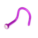 Bioflex Jewelled Nose Stud 1.0mm, Purple, Crystal Clear Jewel
