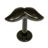 Black Steel Labret with Black Steel Moustache Moustache, 1.6mm, 10mm