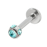 Steel Multi-Gem Jewelled Labret 1.6mm 1.6mm, 8mm, 4mm, Light Blue