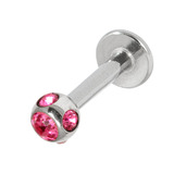 Steel Multi-Gem Jewelled Labret 1.6mm 1.6mm, 10mm, 4mm, Pink