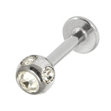Steel Multi-Gem Jewelled Labret 1.6mm 1.6mm, 6mm, 5mm, Crystal Clear