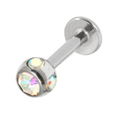 Steel Multi-Gem Jewelled Labret 1.6mm 1.6mm, 8mm, 5mm, Crystal AB