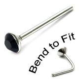 Crystal Nose Stud (Bend to fit) (ST2 ST3) ST3, 2.5mm, Single Jet Black Bend-to-Fit Stud