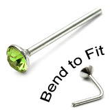 Crystal Nose Stud (Bend to fit) (ST2 ST3) ST3, 2.5mm, Single Light Green Bend-to-Fit Stud