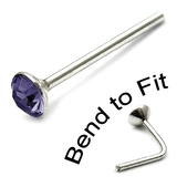 Crystal Nose Stud (Bend to fit) (ST2 ST3) ST3, 2.5mm, Single Tanzanite Bend-to-Fit Stud