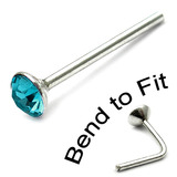 Crystal Nose Stud (Bend to fit) (ST2 ST3) ST3, 2.5mm, Single Turquoise Bend-to-Fit Stud