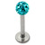 Smooth Glitzy Ball Labrets 1.6mm gauge 5mm Ball 1.6mm, 8mm, 5mm ball, Turquoise - alternative image