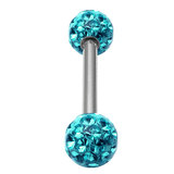 Smooth Glitzy Ball Barbell Double Ended with 5mm balls 1.6mm, 10mm, 5mm, Turquoise