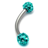 Belly Bar - Smooth Glitzy Ball (5mm balls) 1.6mm, 6mm, 5mm, Turquoise