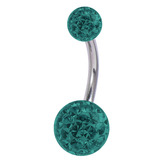 Belly Bar - Steel with Smooth Glitzy Ball (8mm and 5mm balls) - SKU 19636