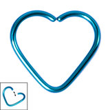 Titanium Coated Steel Continuous Heart Rings 1.2mm, 10mm, Turquoise