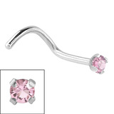 Steel Claw Set Jewelled Nose Studs 0.8mm, 1.5mm Light Pink