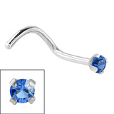 Steel Claw Set Jewelled Nose Studs 0.8mm, 2mm Sapphire Blue