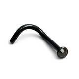 Black Steel Jewelled Nose Stud 1.0mm gauge, Jet Black