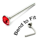 Crystal Nose Stud (Bend to fit) (ST2 ST3) ST2, 2.0mm, Single Red Bend-to-Fit Stud