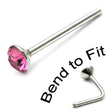 Crystal Nose Stud (Bend to fit) (ST2 ST3) ST2, 2.0mm, Single Pink Bend-to-Fit Stud