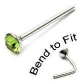 Crystal Nose Stud (Bend to fit) (ST2 ST3) ST2, 2.0mm, Single Light Green Bend-to-Fit Stud