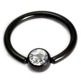 Black Steel Jewelled Ball Closure Ring (BCR) - SKU 20109