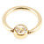 Zircon Steel Jewelled Ball Closure Ring (BCR) (Gold colour PVD) - SKU 20112