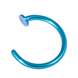 Titanium Coated Steel Open Nose Ring 1.0mm, 8mm, Turquoise