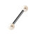 Black Steel Micro Barbell with Acrylic Pearl Balls 1.2mm 1.2mm, 6mm, 3mm White - alternative image