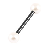 Black Steel Barbell with Acrylic Pearl Balls 1.6mm 1.6mm, 14mm, 4mm