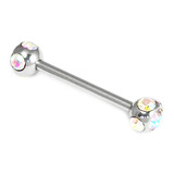 Steel Multi-Gem Nipple Bars 1.6mm, 12mm, 5mm, Crystal AB