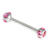 Steel Multi-Gem Nipple Bars 1.6mm, 12mm, 5mm, Pink