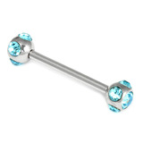 Steel Multi-Gem Nipple Bars 1.6mm, 16mm, 5mm, Light Blue