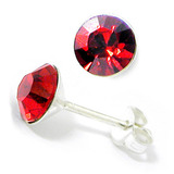 Silver Crystal Studs ST8 - ST9 - ST10 6mm Red (ST9)